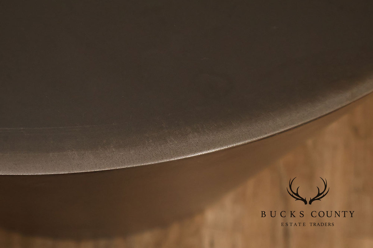 Modern Patinated Steel Round Drum Side Table