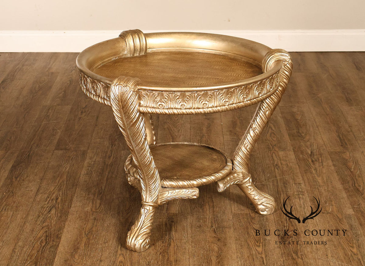 Hollywood Regency Style Pair of Gilt Side Tables