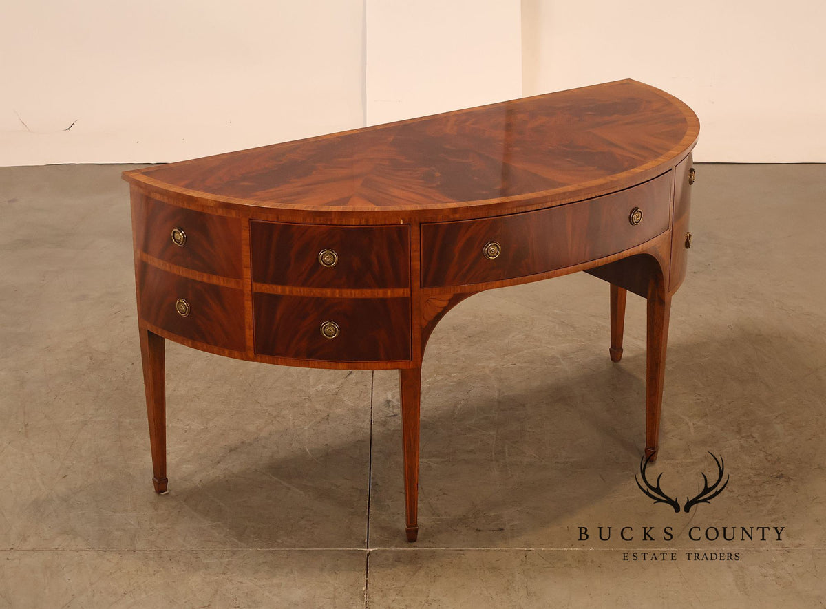 Maitland Smith Hepplewhite Style Deep Mahogany Demilune Sideboard