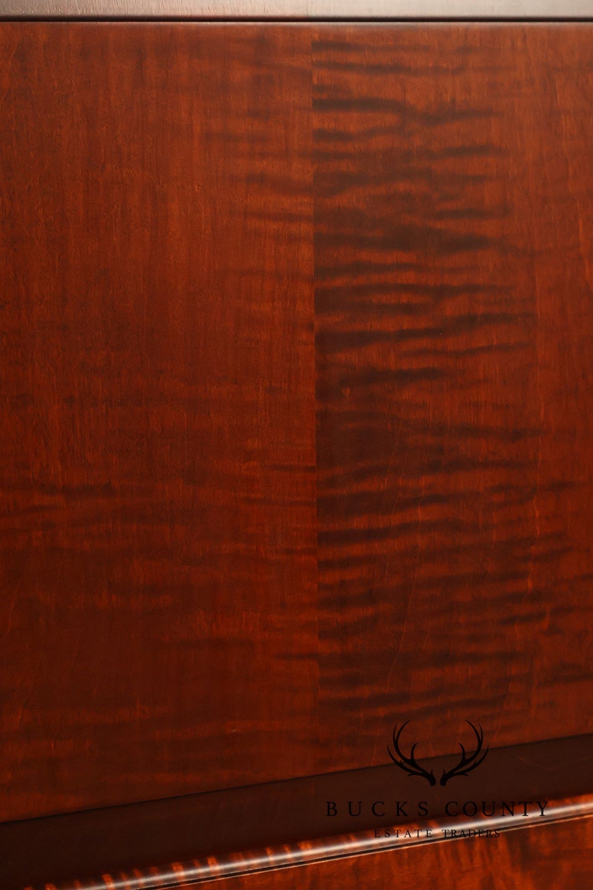 Custom Tiger Maple Two-Piece Four-Door Cabinet Armoire