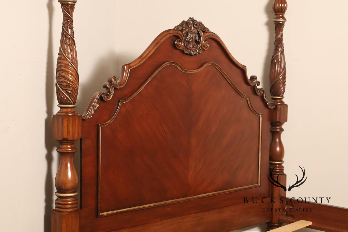 Drexel Heritage Carved King Size Four Poster Bed