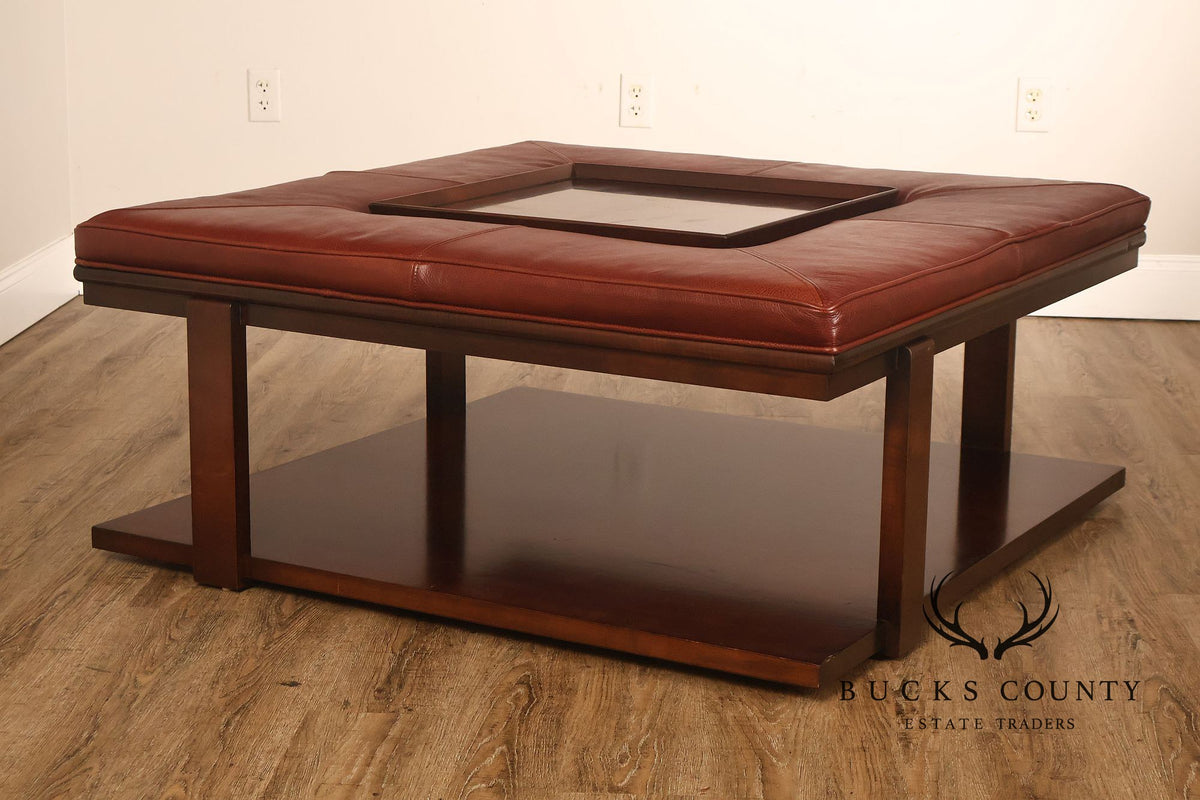 CTH Sherrill Occasional Leather Two-Tier Coffee Table