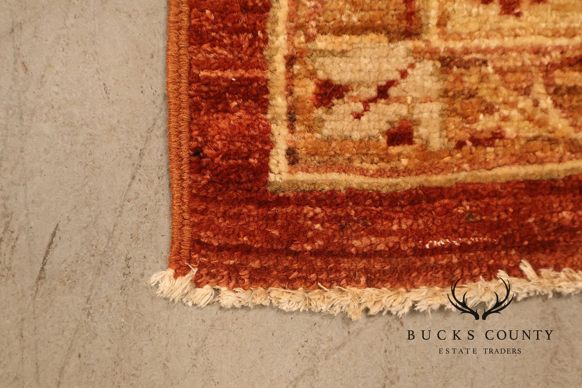 9' x 14' Traditional Oriental Style Rust And Cream Floral Area Rug