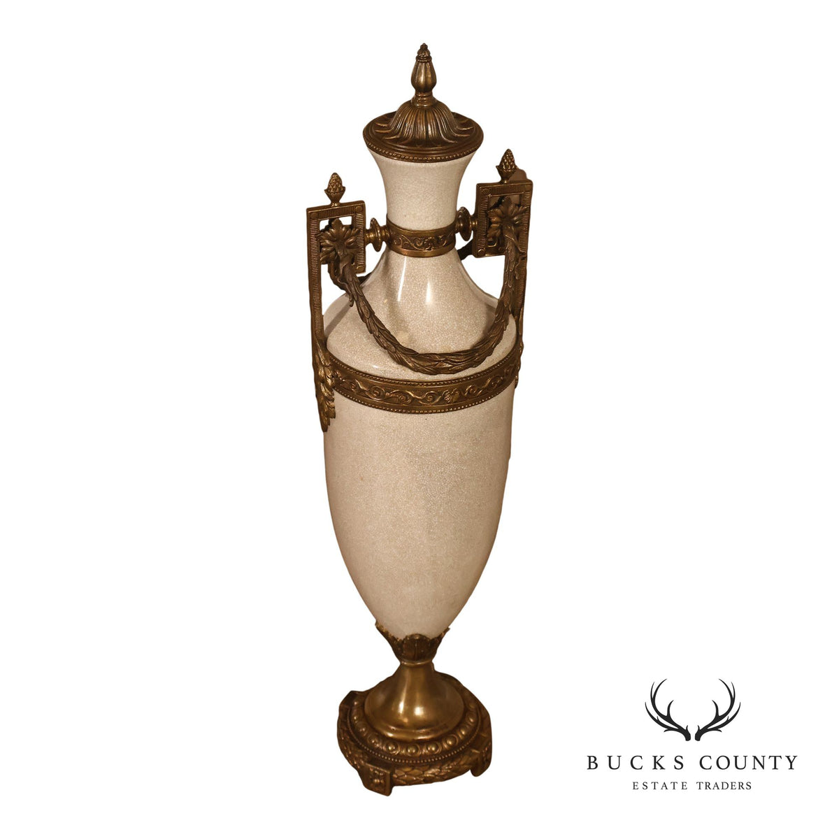 Neoclassical Style Crackle Glazed Porcelain Urn
