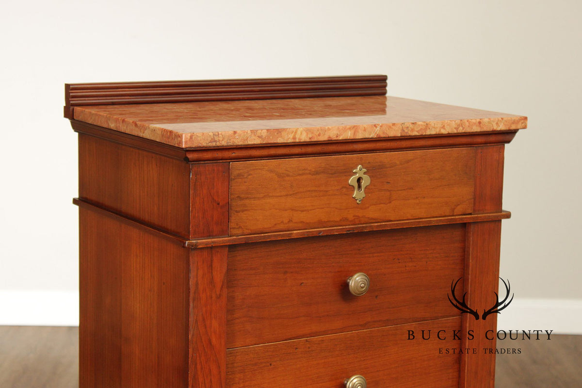 Italian Marble Top Fruitwood Lingerie Chest