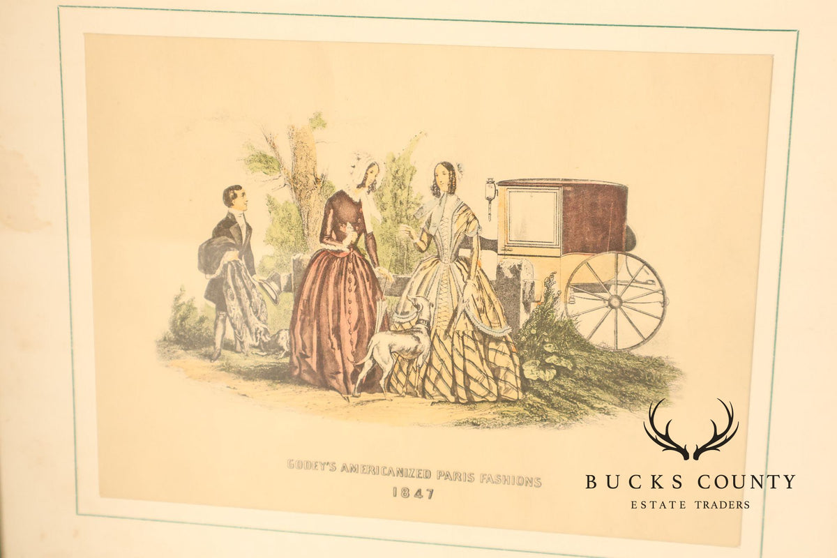 Antique Framed Print, 'Godey's Americanized Paris Fashions, 1847'