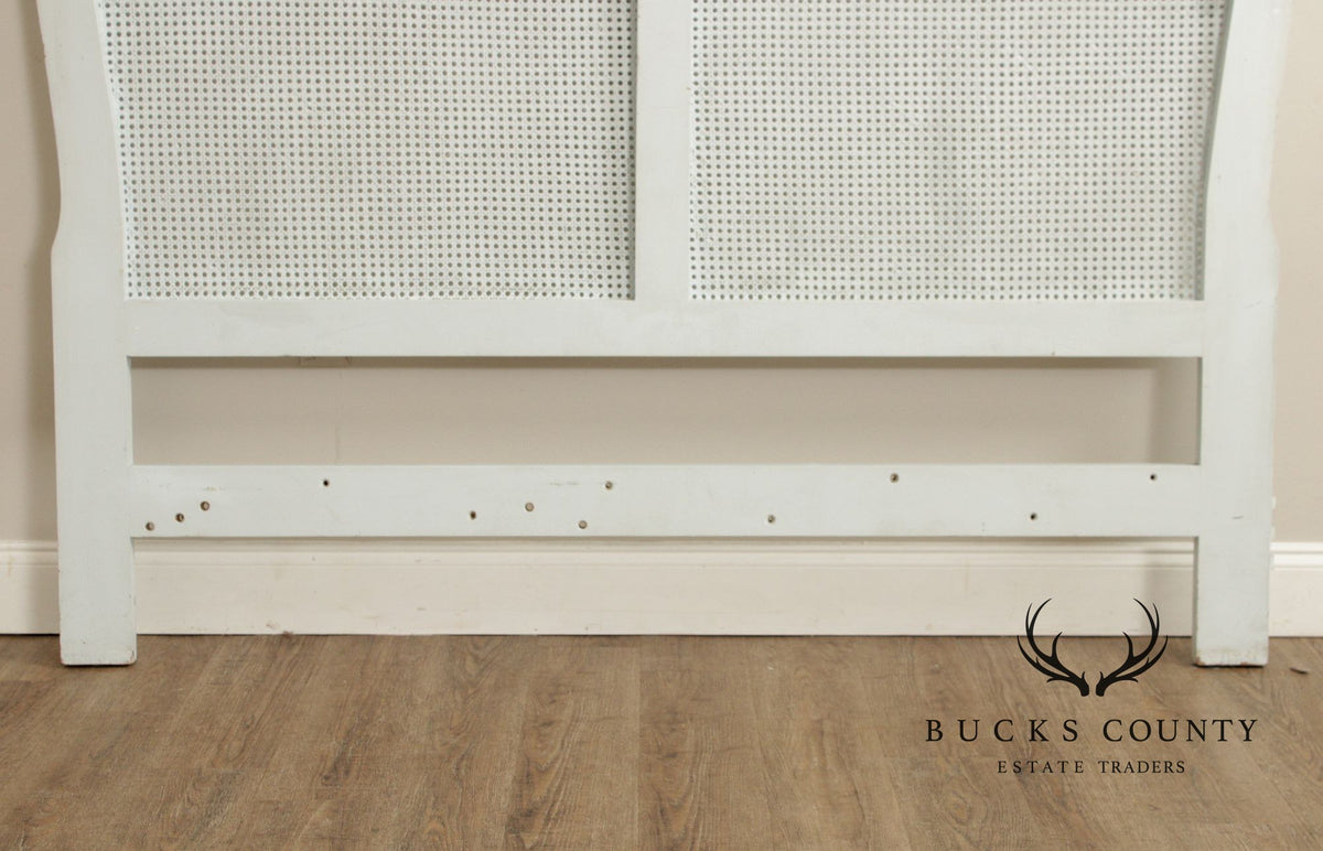 French Provincial Style Queen Size Painted Caned Headboard