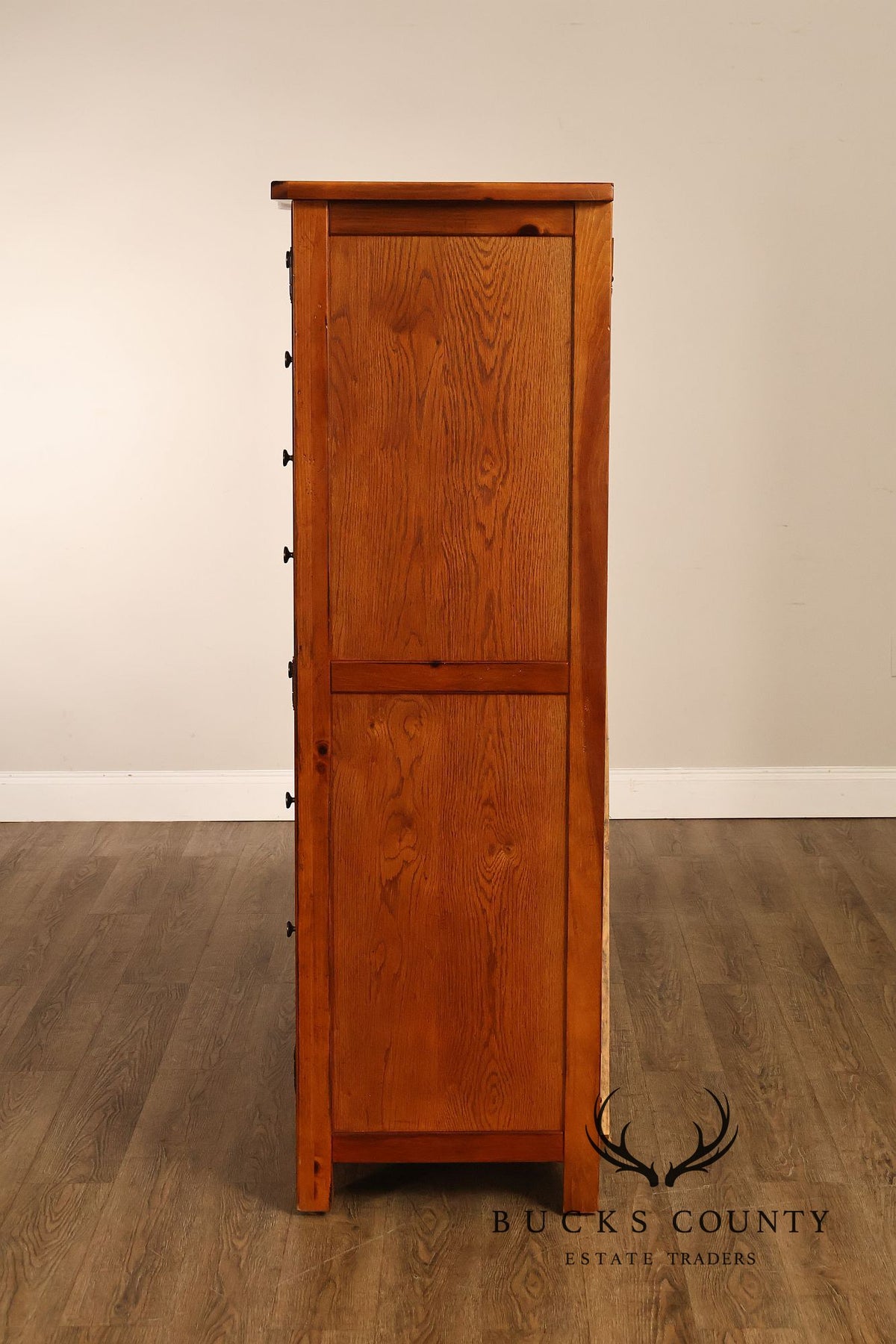 Bassett Furniture American Country Oak Seven Drawer Armoire Chifferobe With Mirror