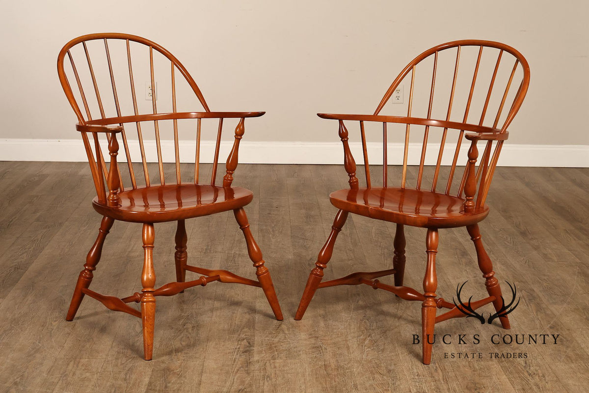 Duckloe Brothers Pair of Cherry Windsor Armchairs