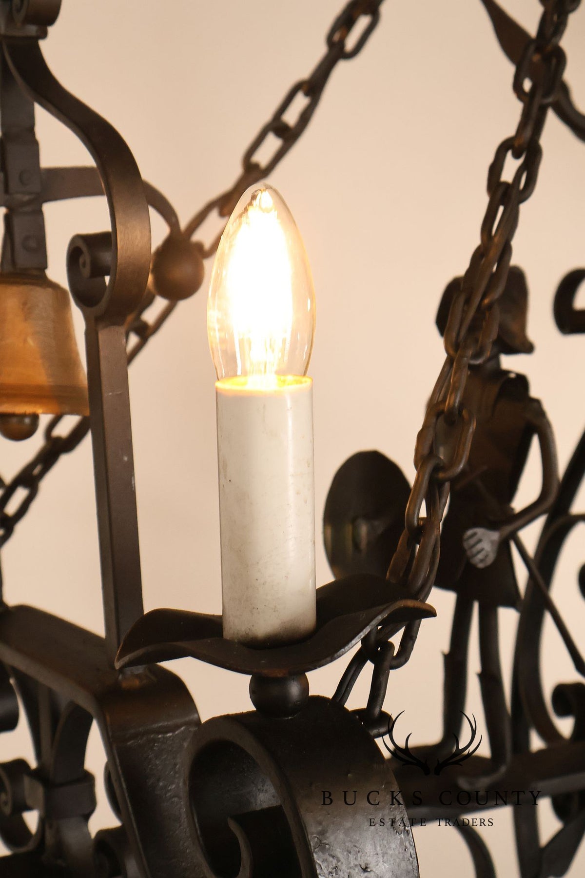 Quality Hand Forged Spanish Revival Wrought Iron Chandelier