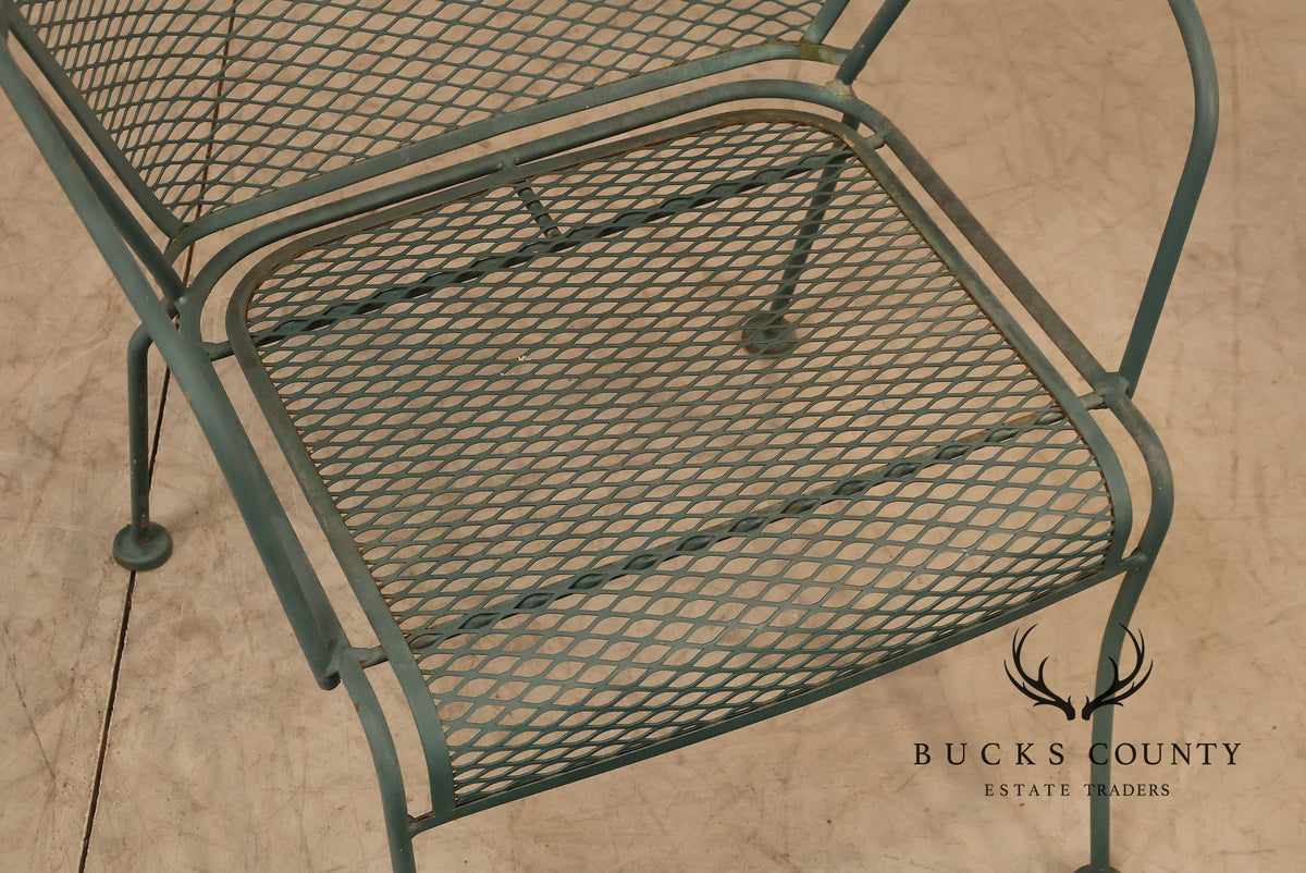 Vintage Wrought Iron Round Patio Table And Four Chairs Set