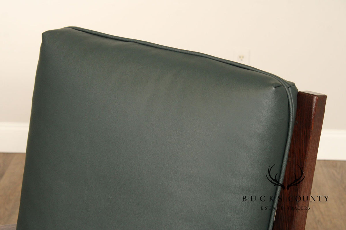 JM Young Antique Mission Oak and Leather Armchair
