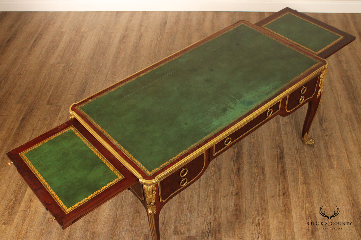French Louis XV Style Leather Top Bureau Plat Writing Desk