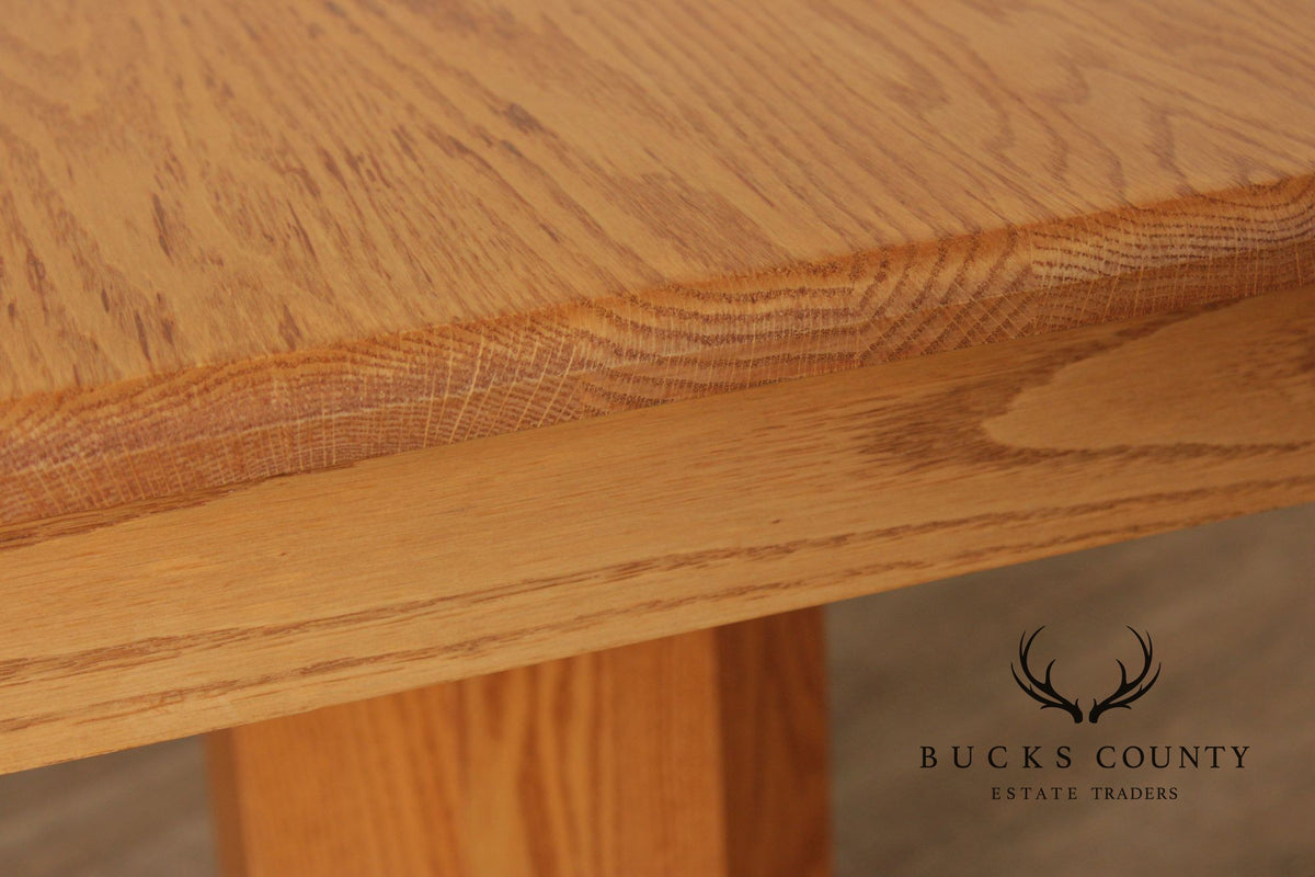 Solid Oak Round Expandable Pedestal Dining Table