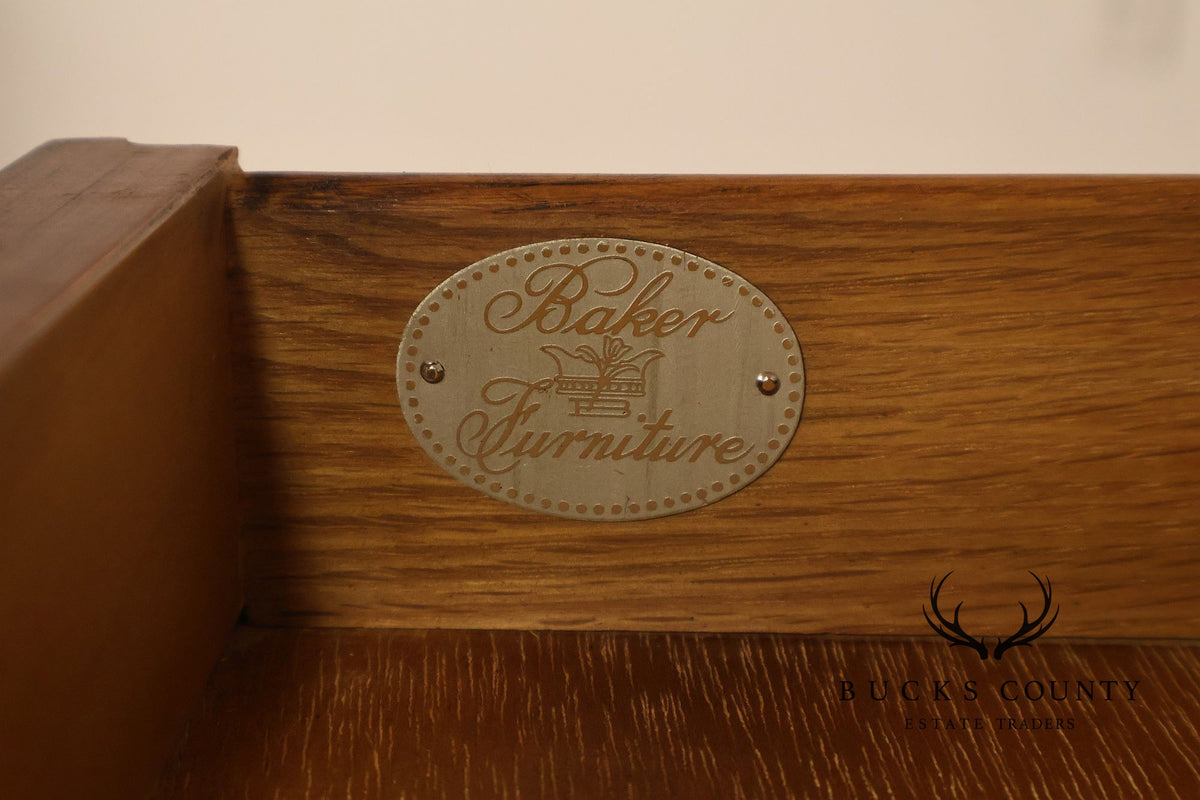 Title: Baker Furniture Louis XVI Style Mahogany Brass Gallery Side Table