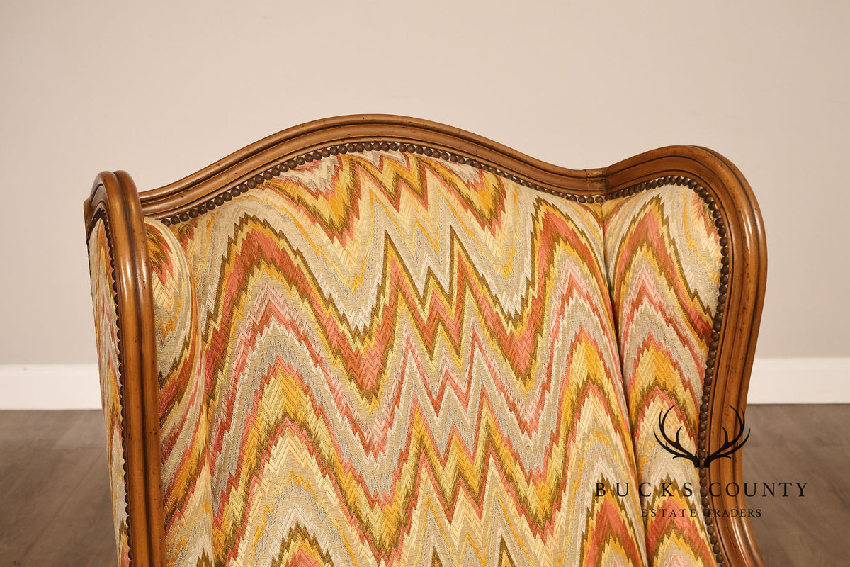 Baker Furniture Louis XV Style Wing Back Bergère Chair And Ottoman