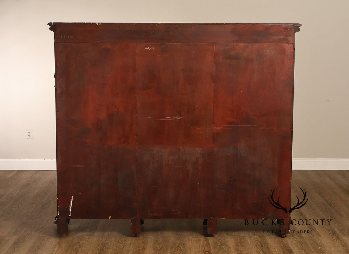 Antique R.J. Horner Lion Carved Mahogany Three-Door Bookcase