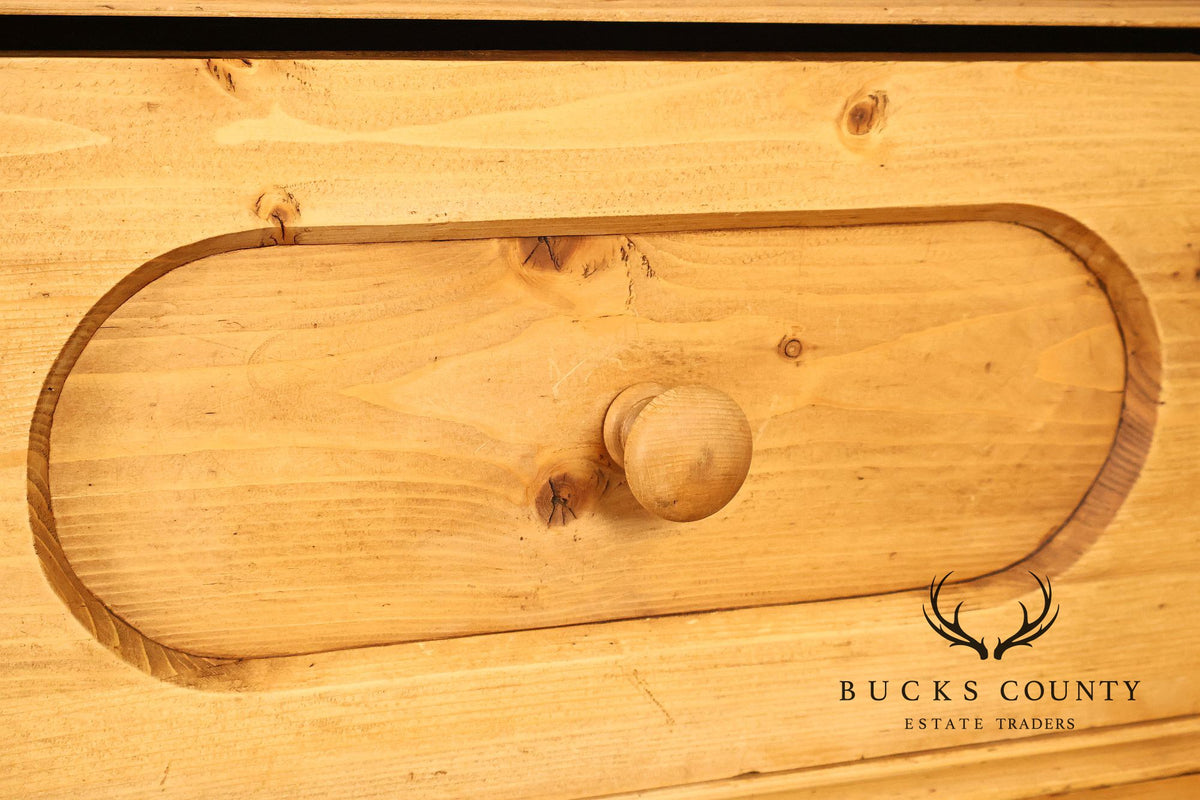 Antique Scottish Pine Chest Of Drawers Dresser With Carved Details