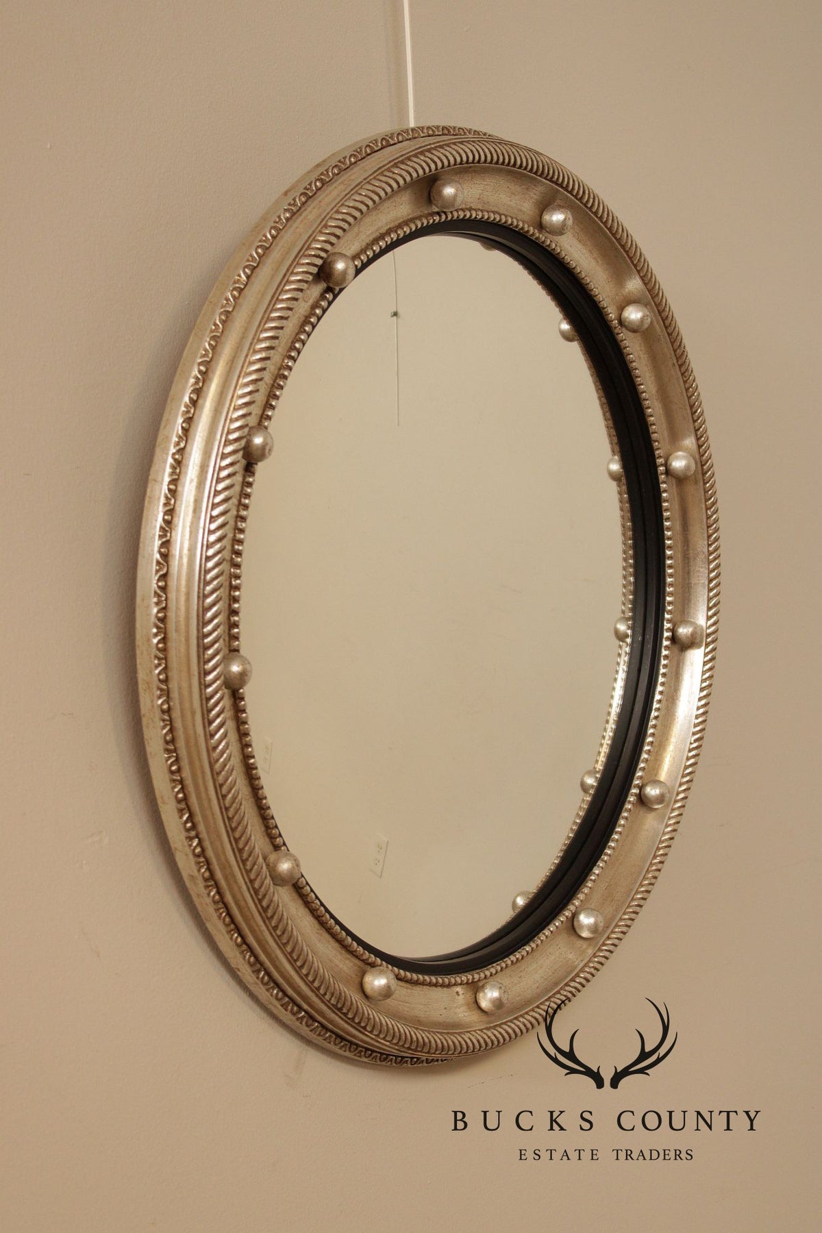 Friedman Brothers Round Silver Painted Bullseye Mirror