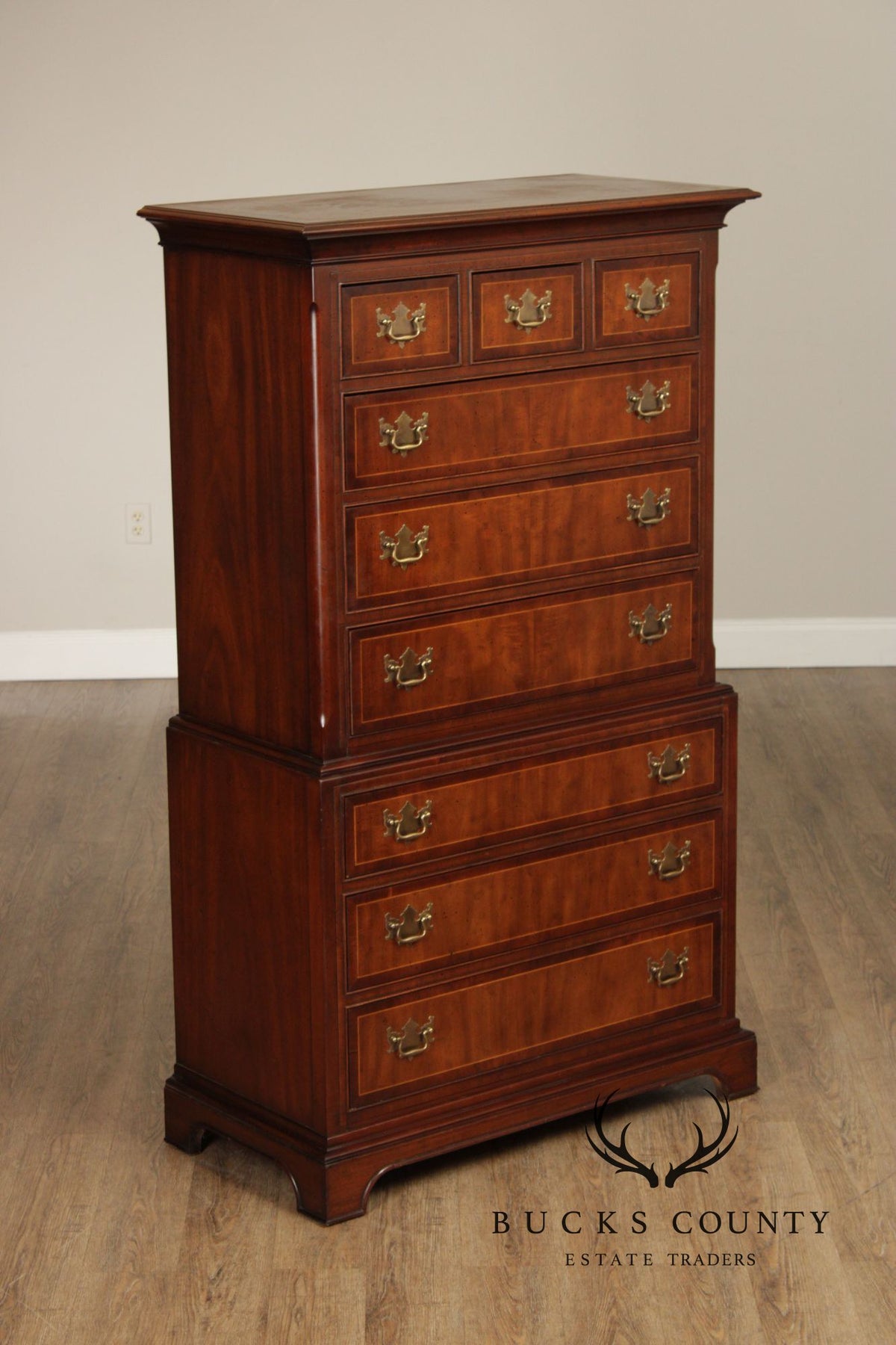 Drexel Wallace Nutting Collection Chippendale Style Mahogany Tall Chest