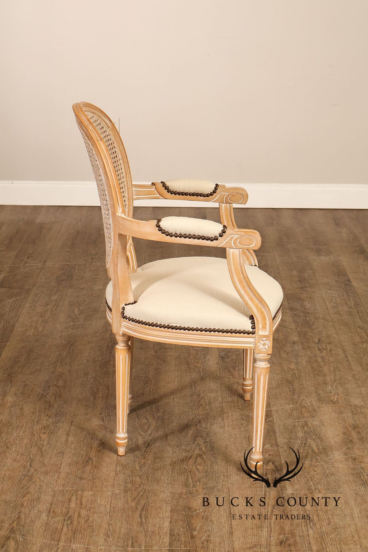 French Louis XVI Style Cane Back Armchair