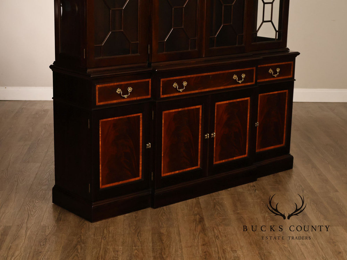 Stickley Georgian Style Mahogany Breakfront China Cabinet