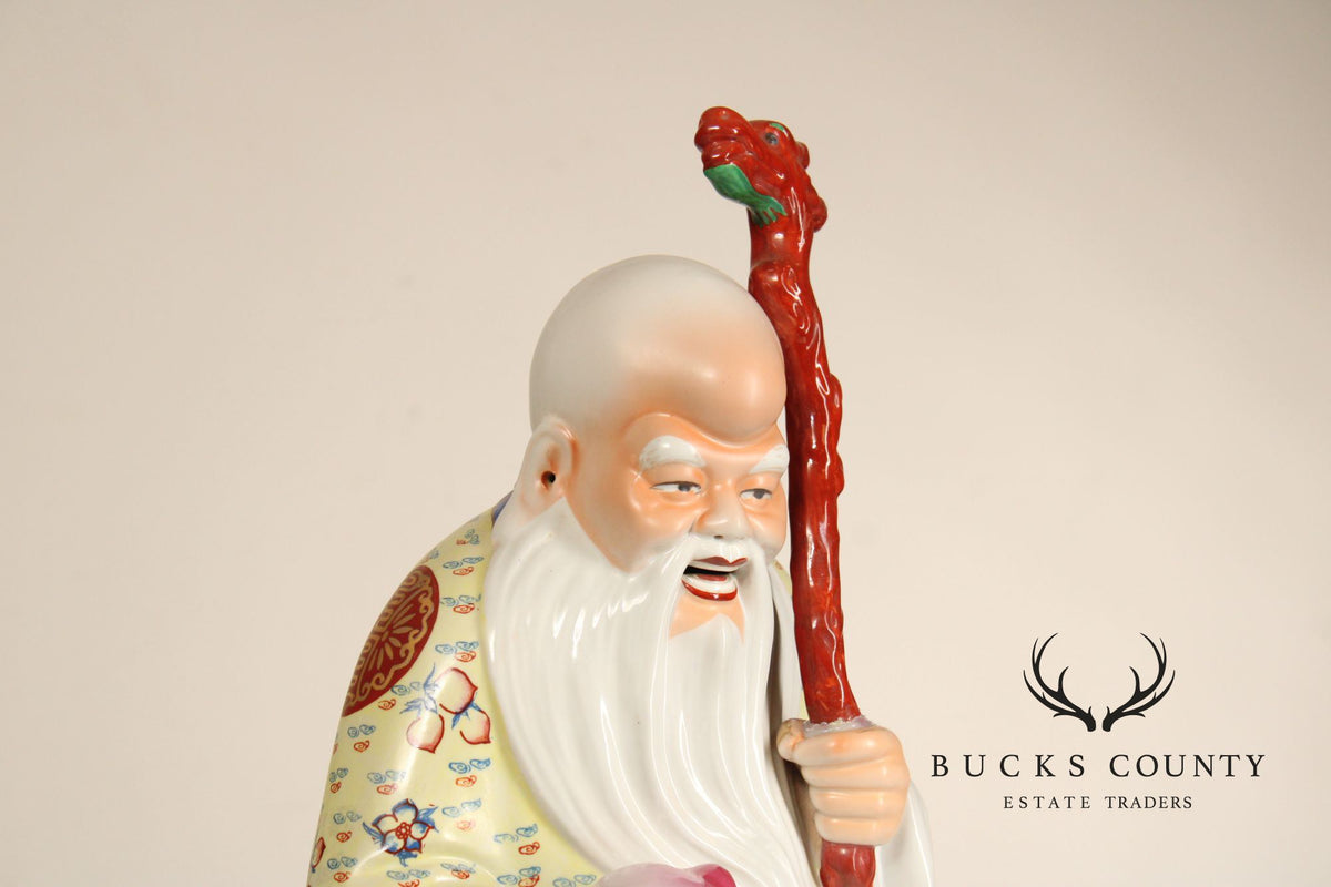 Set Of 3 Chinese Porcelain Fu Lu Shou Immortal Figurines