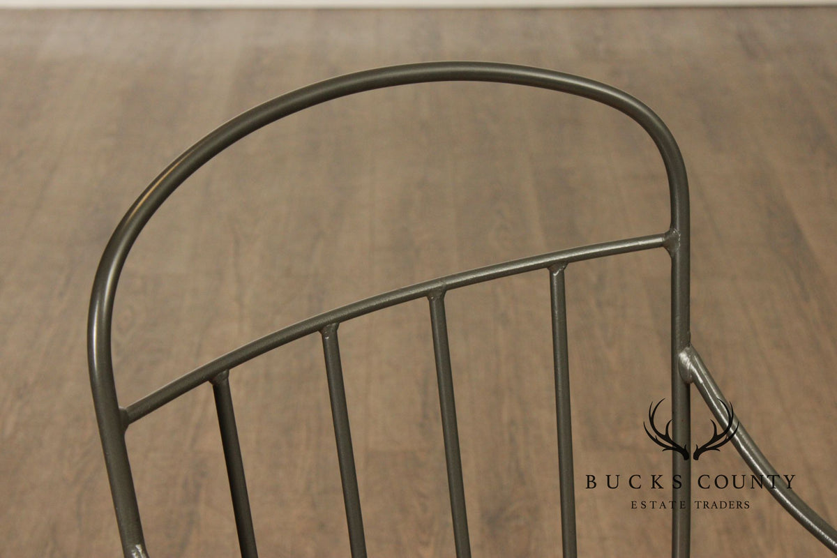 Kincaid French Country Style Set of Four Wrought Iron and Oak Dining Chairs