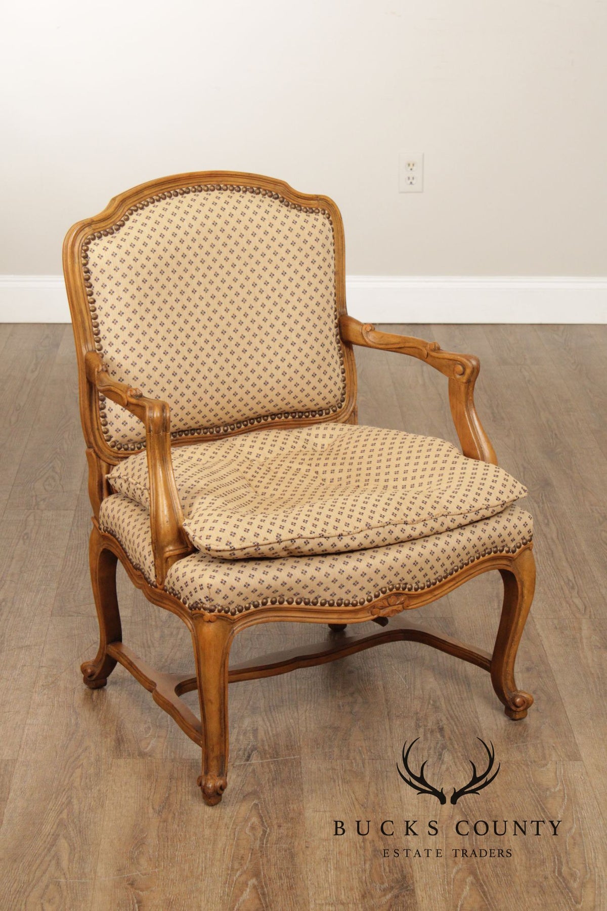 French Provincial Style Carved Frame Fauteuil Armchair