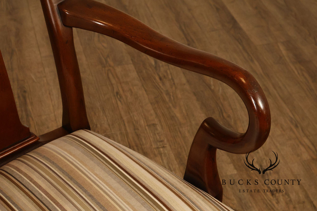 Kittinger Queen Anne Style Pair of Mahogany Gooseneck Armchairs