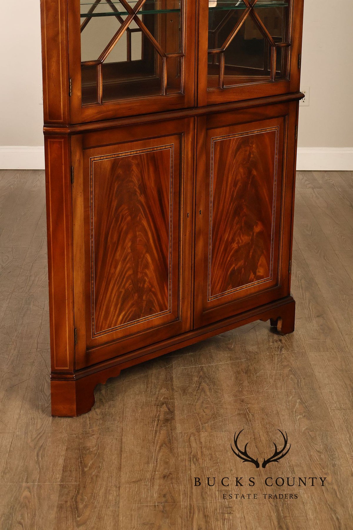 Georgian Style Lighted Mahogany Corner Cabinet