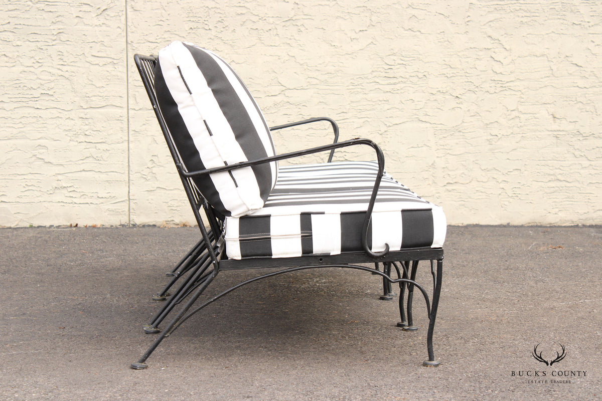 Vintage Wrought Iron Three-Piece Outdoor Garden Sofa