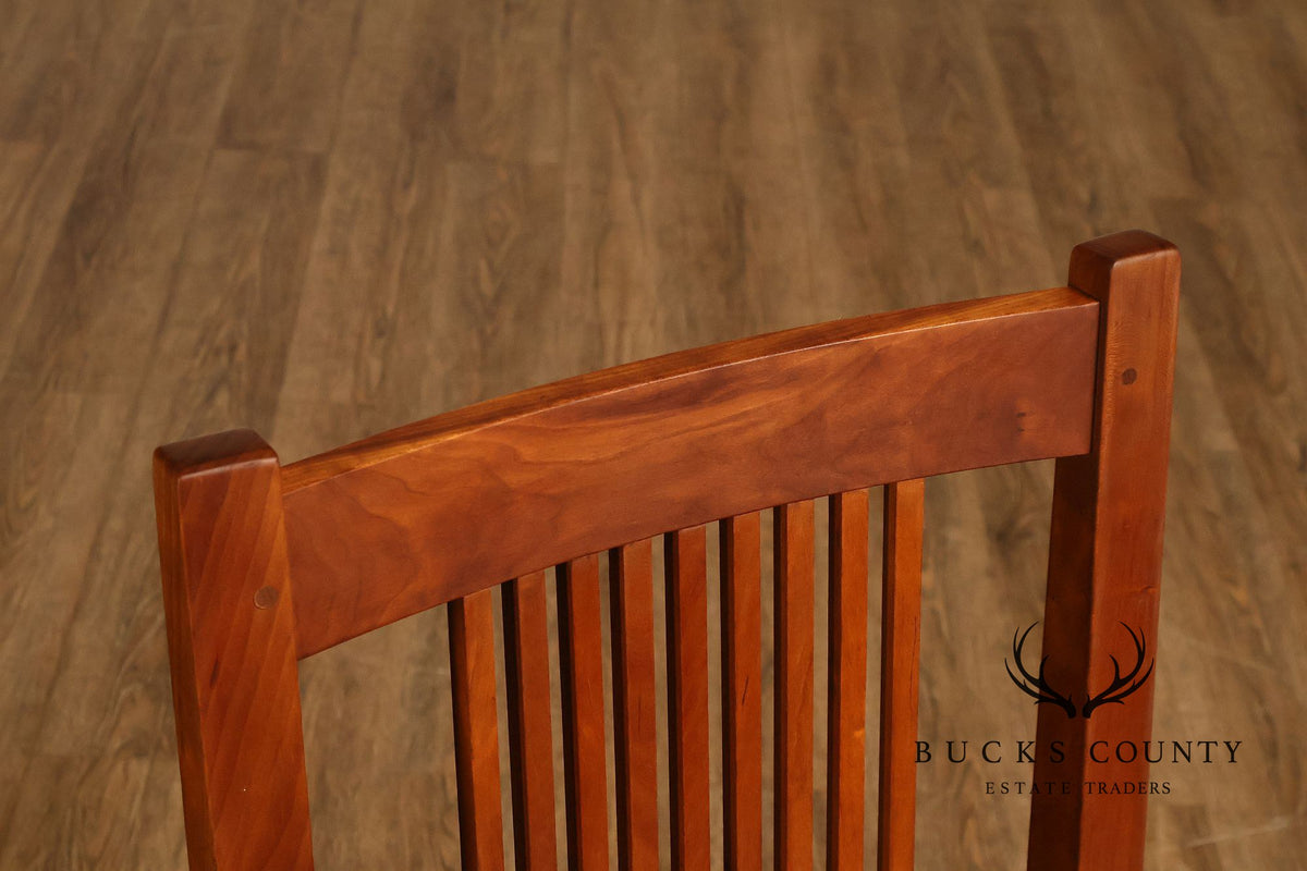 Stickley Mission Collection Cherry Upholstered Counter Height Pair of Stools