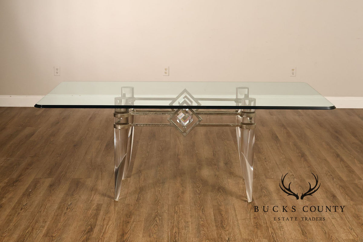 Pietro Costantini For Ello Glass Top Dining Table With Sculptural Base