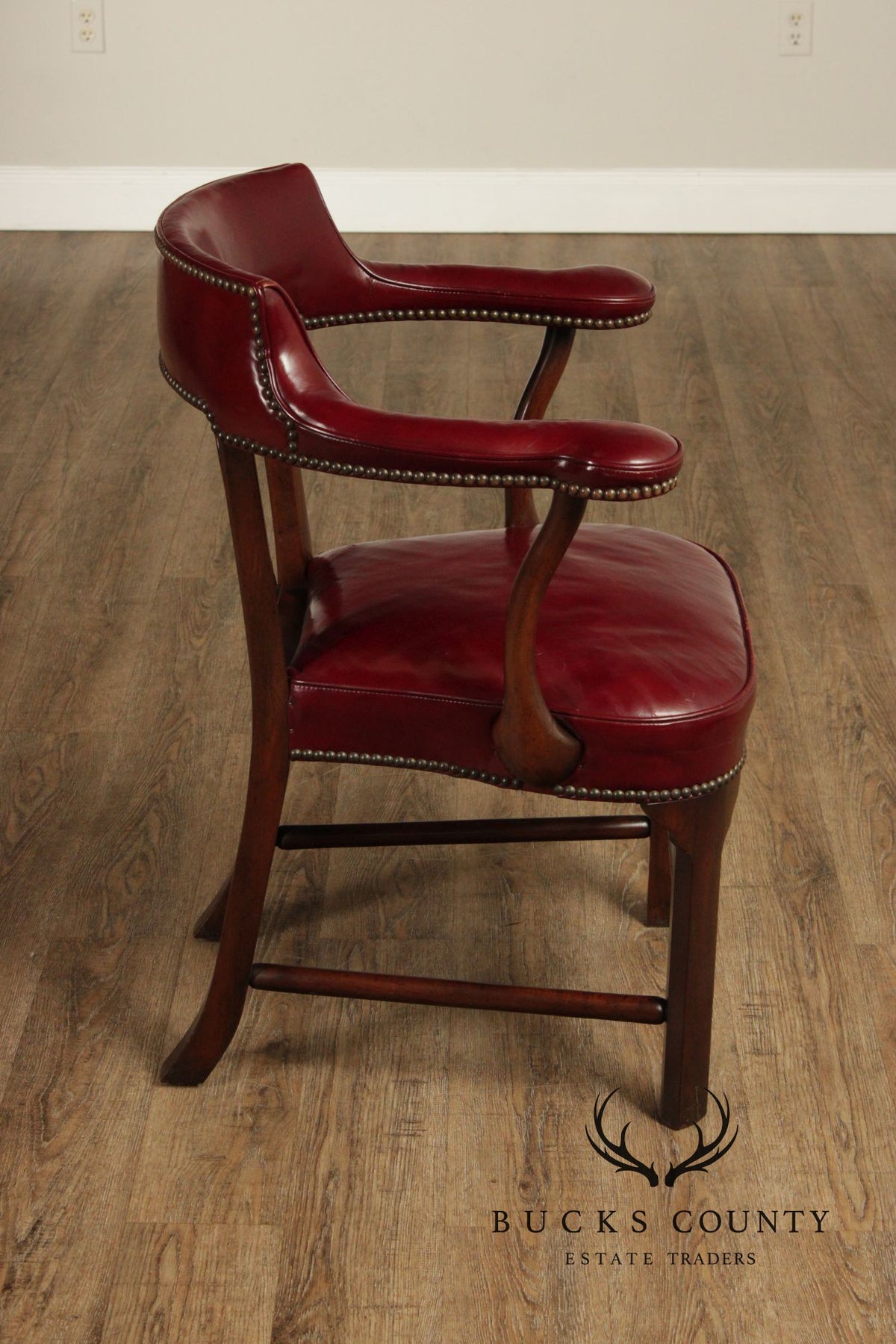Kittinger Mahogany Chippendale Style Leather Chair