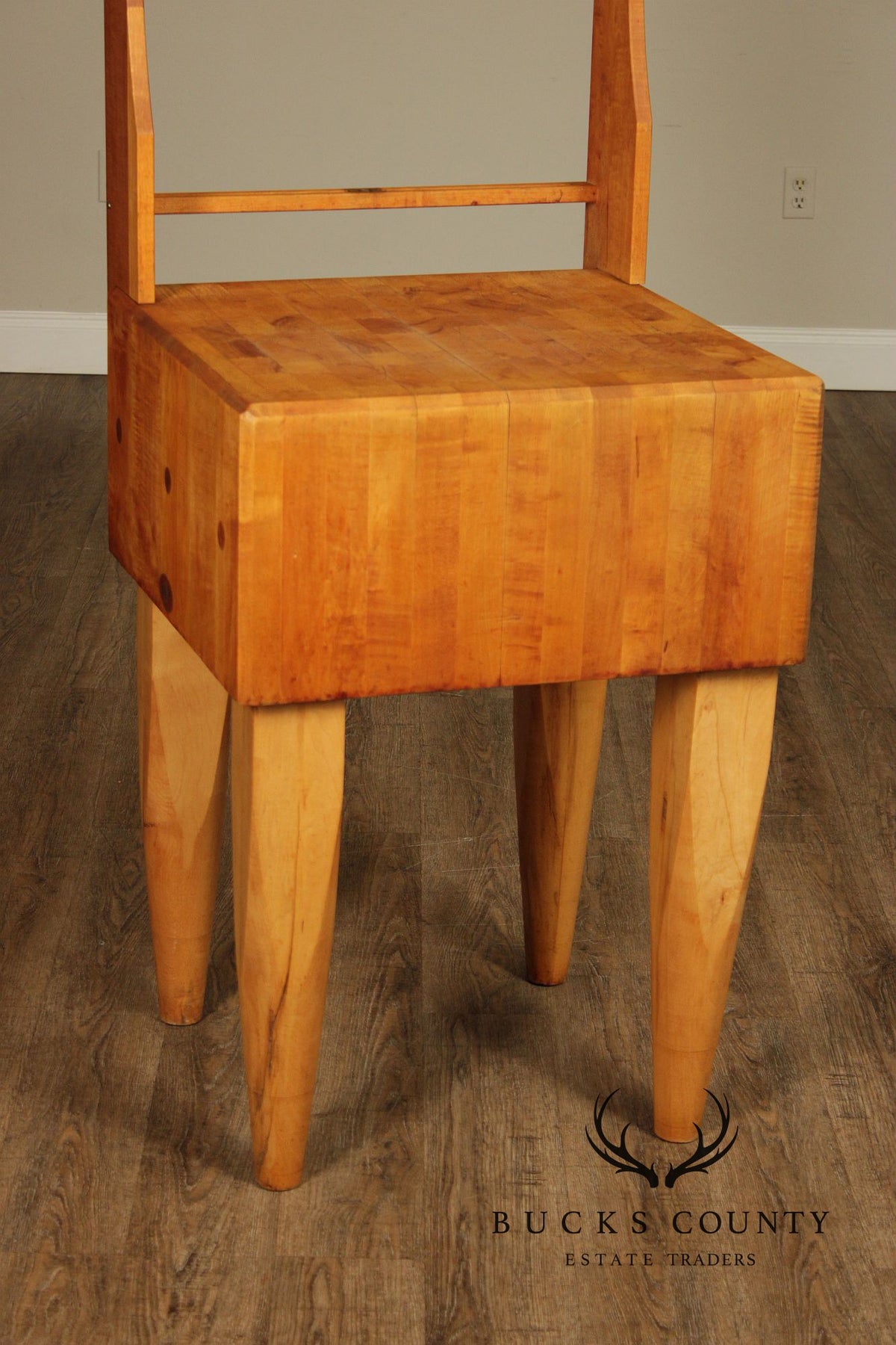 Bally Block Co. Solid Maple Butcher Block Work Table With Upper Rack