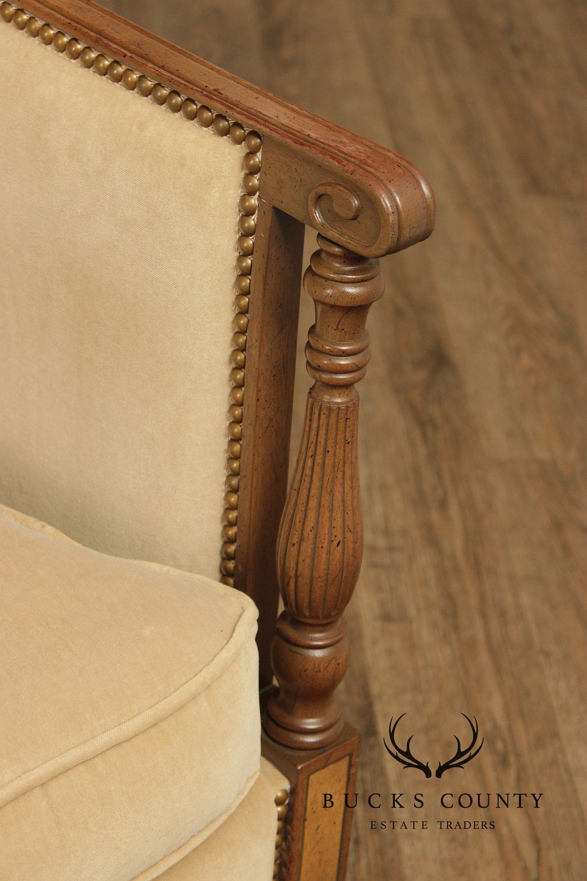 Sheraton Style Vintage Mahogany Tufted Sofa