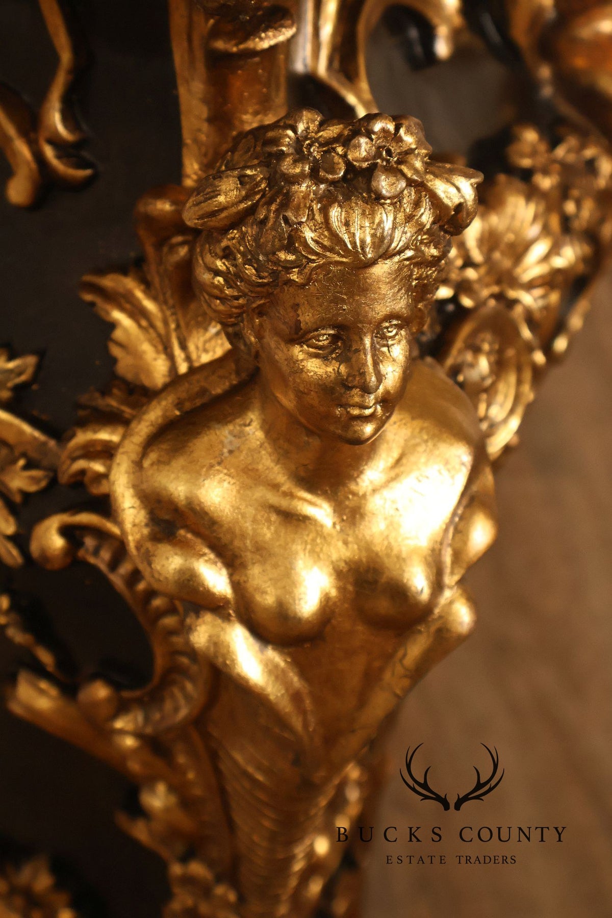 Italian Renaissance Style Pair of Slate Top Figural Carved Pedestals