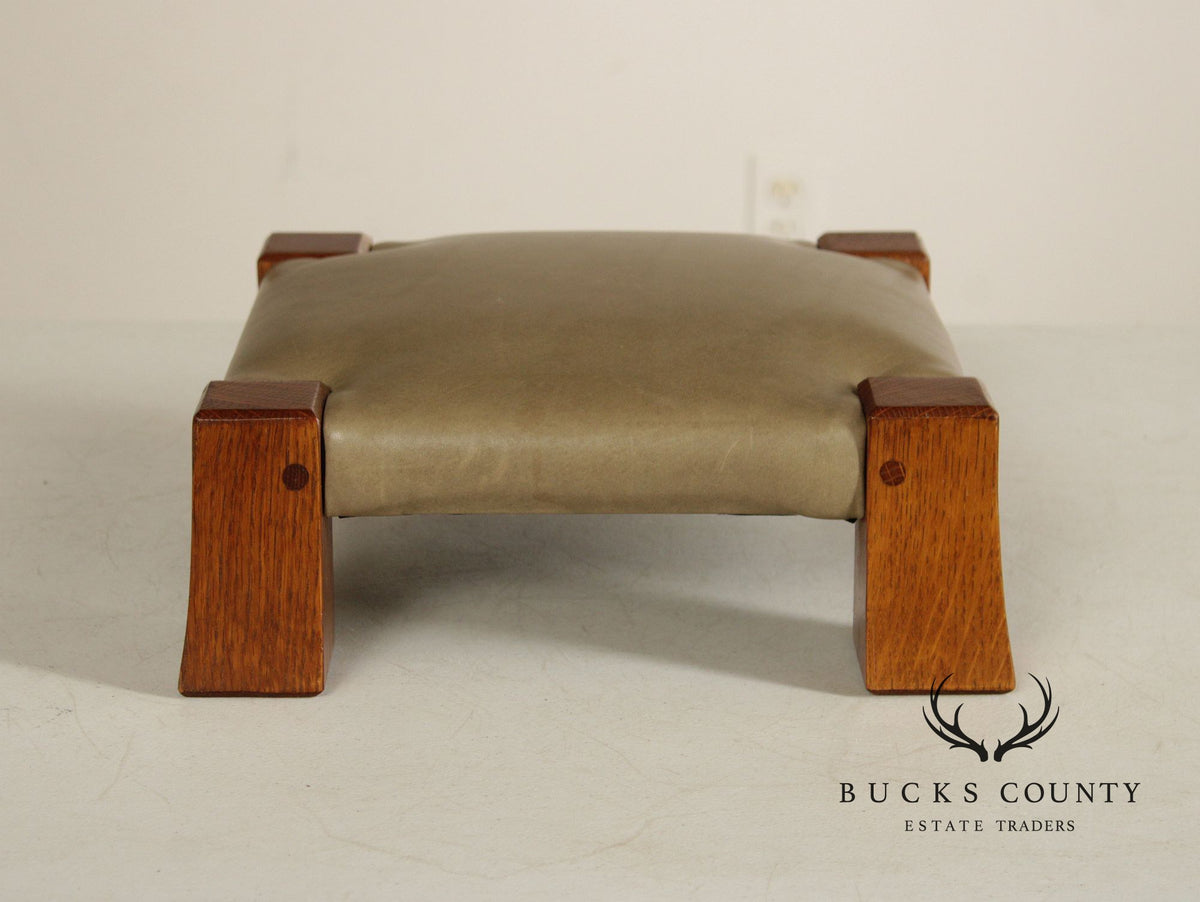 Stickley Mission Collection Oak and Leather Monk Footstool