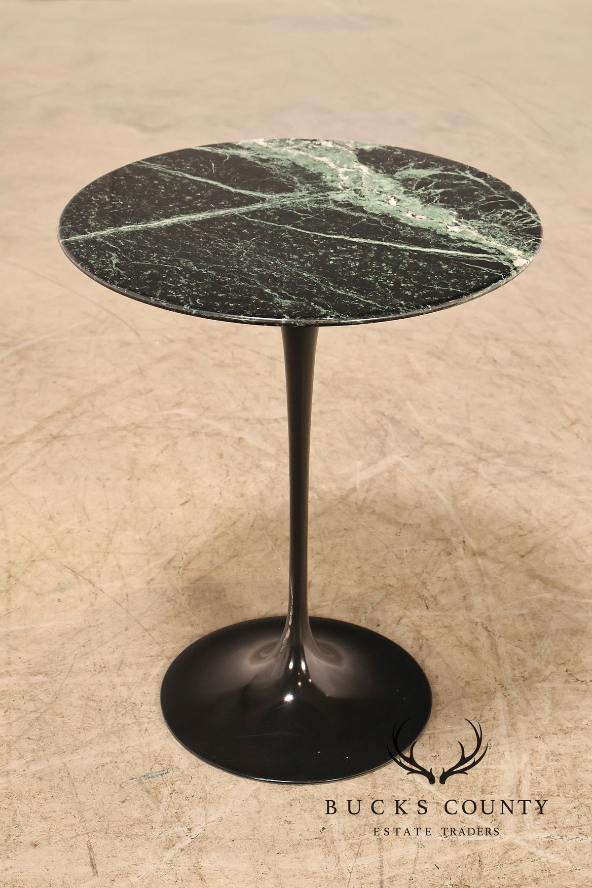 Knoll Saarinen Round Green Marble Tulip Side Table