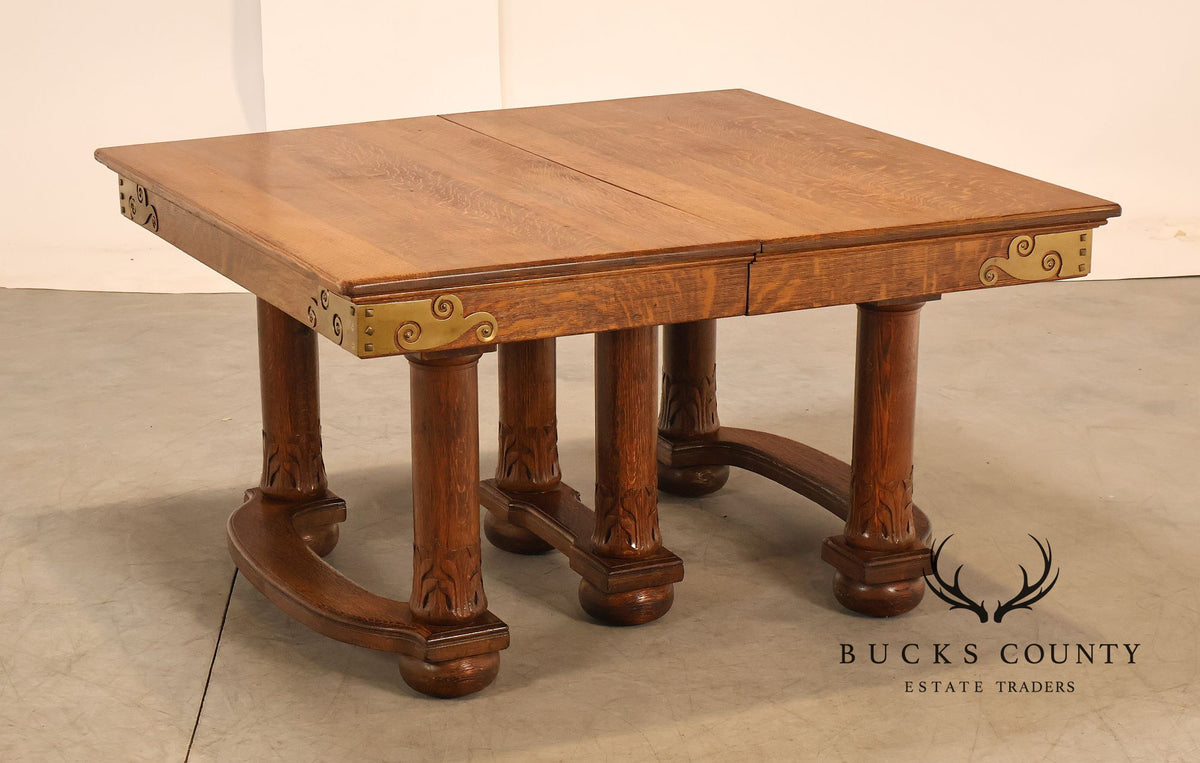 Antique Victorian Oak Expandable Dining Table