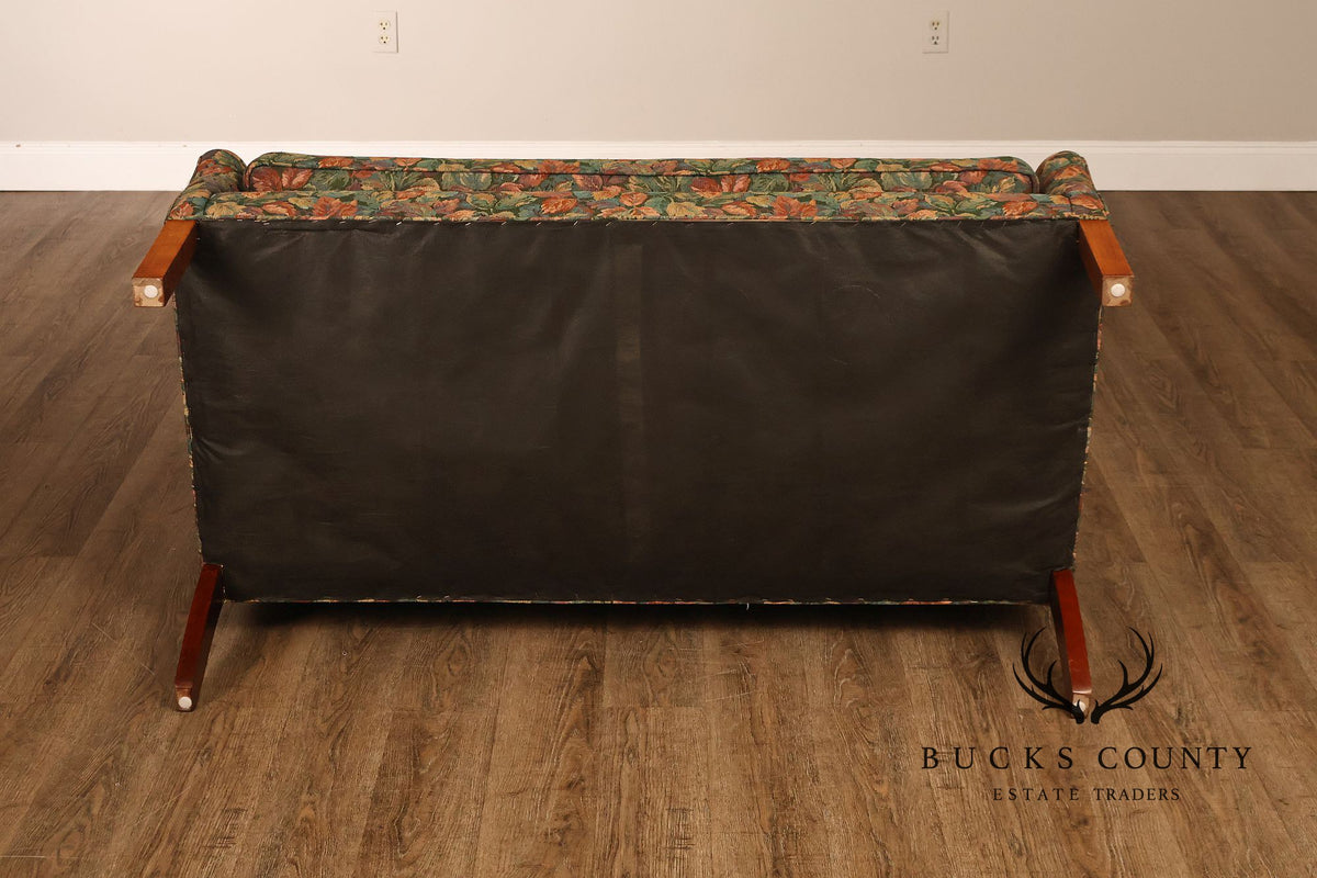Traditional Upholstered Loveseat With Floral Fabric