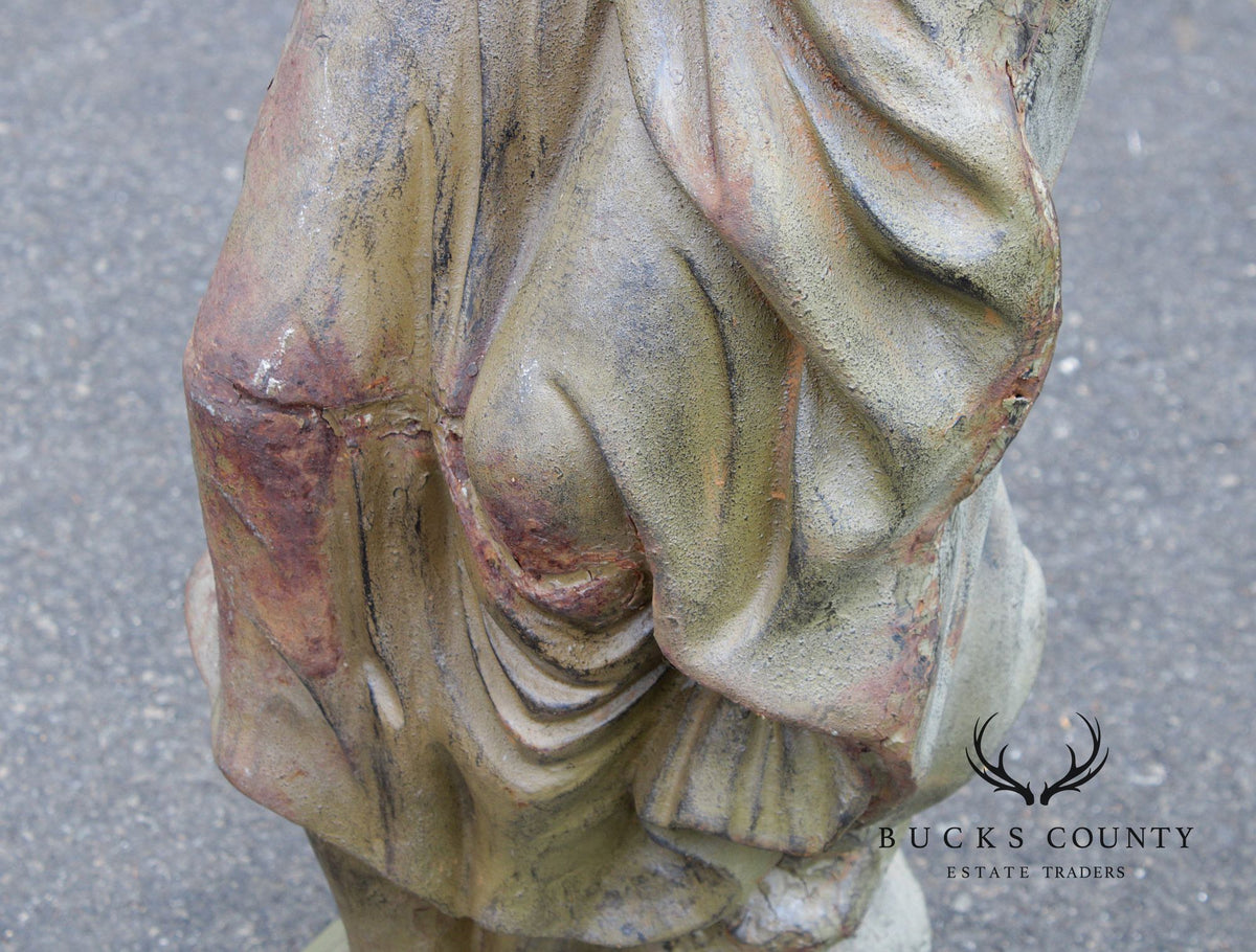 Vintage Cast Iron Garden Statue of a Lady