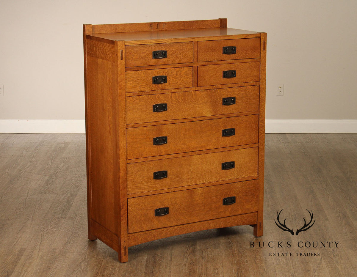 Stickley Mission Collection Oak Tall Chest Of Drawers