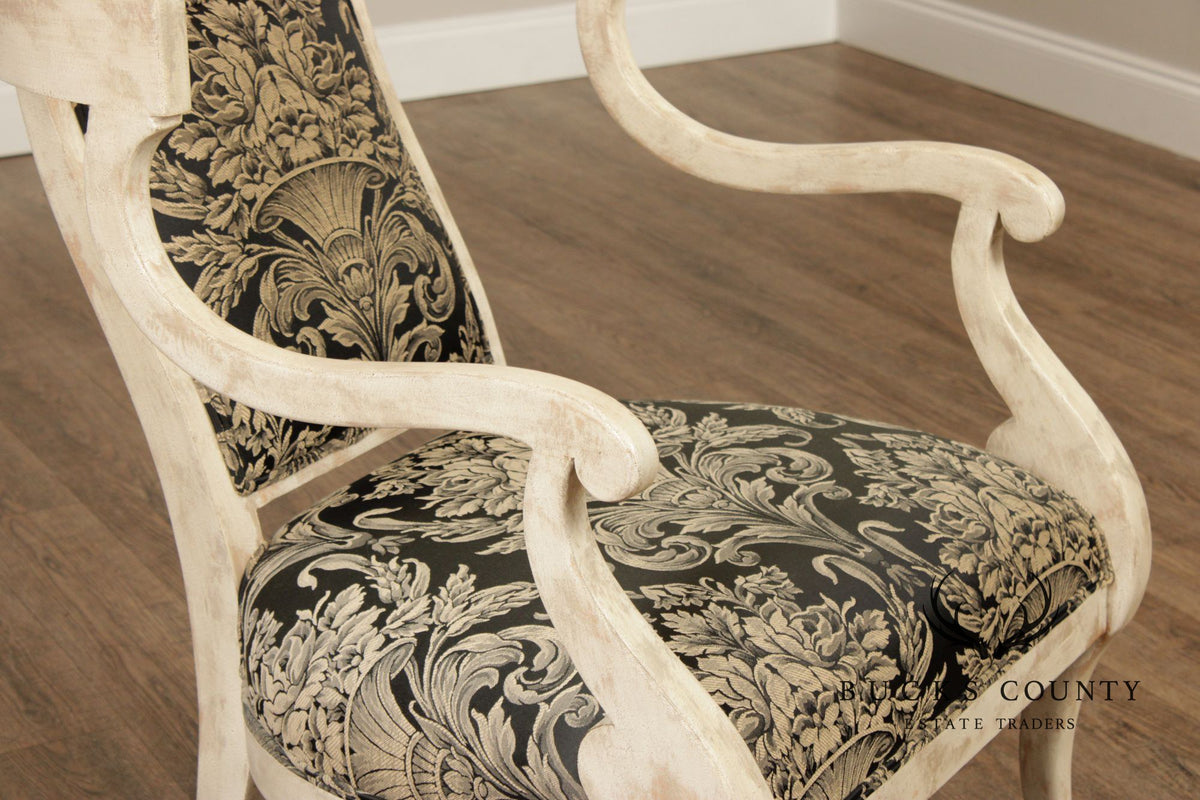 Regency Style Pair Of Painted Fauteuil Armchairs