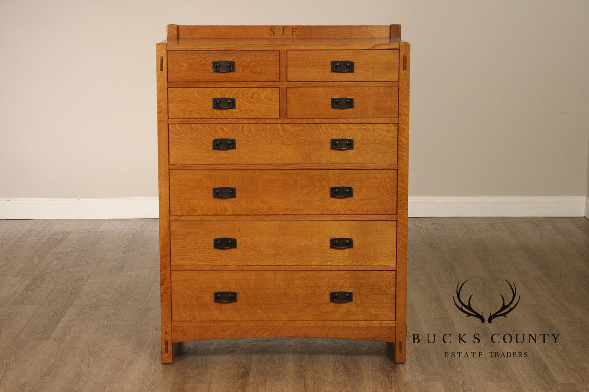 Stickley Mission Collection Oak Tall Chest Of Drawers