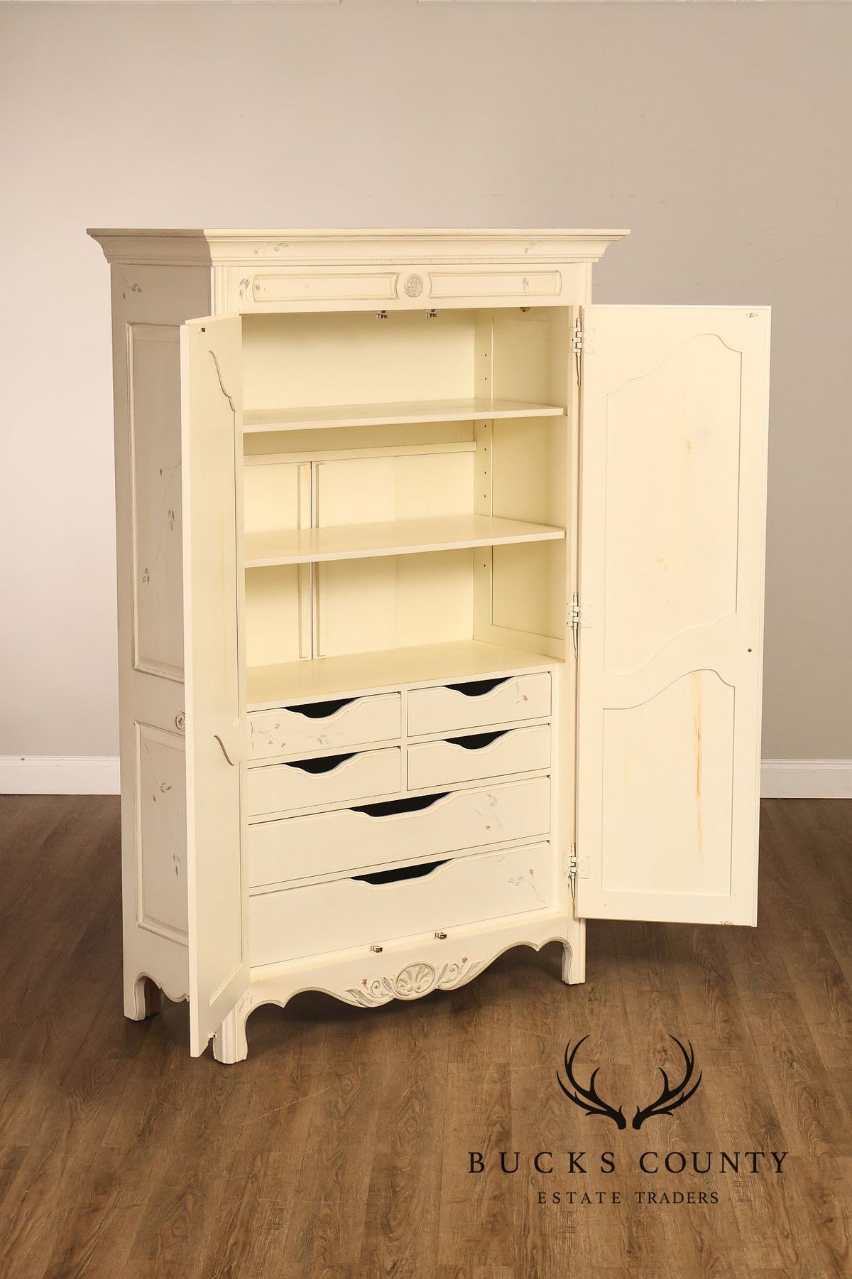 Ethan Allen Country French Painted Armoire Cabinet