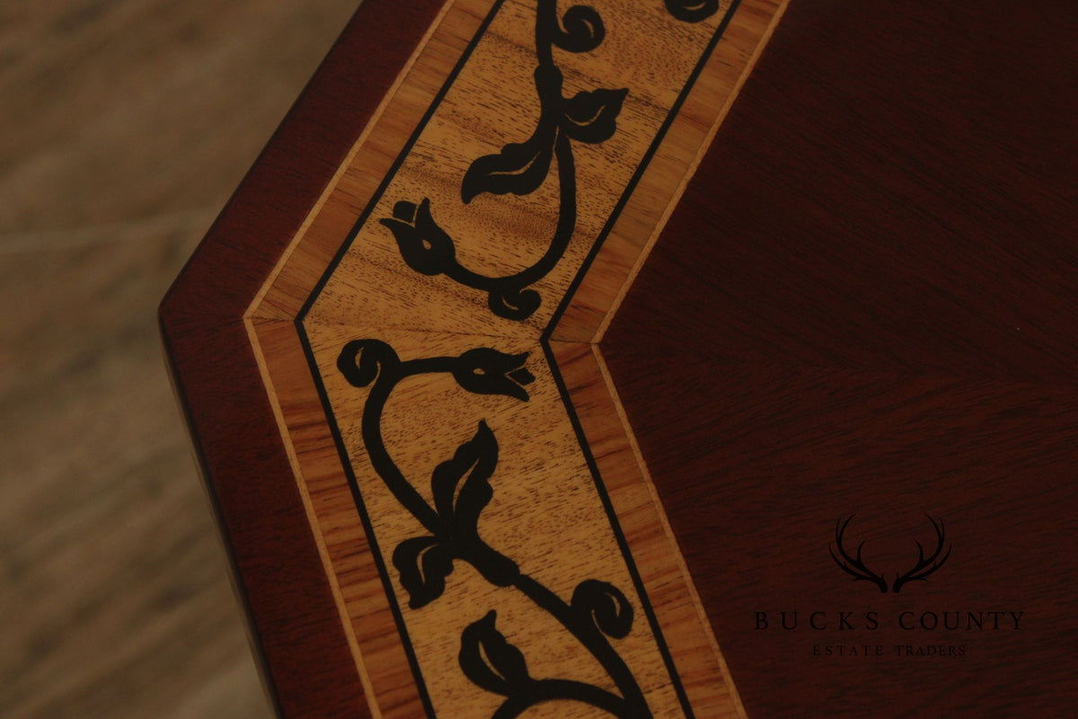 Kindel Furniture Inlaid Mahogany Pedestal Side Table