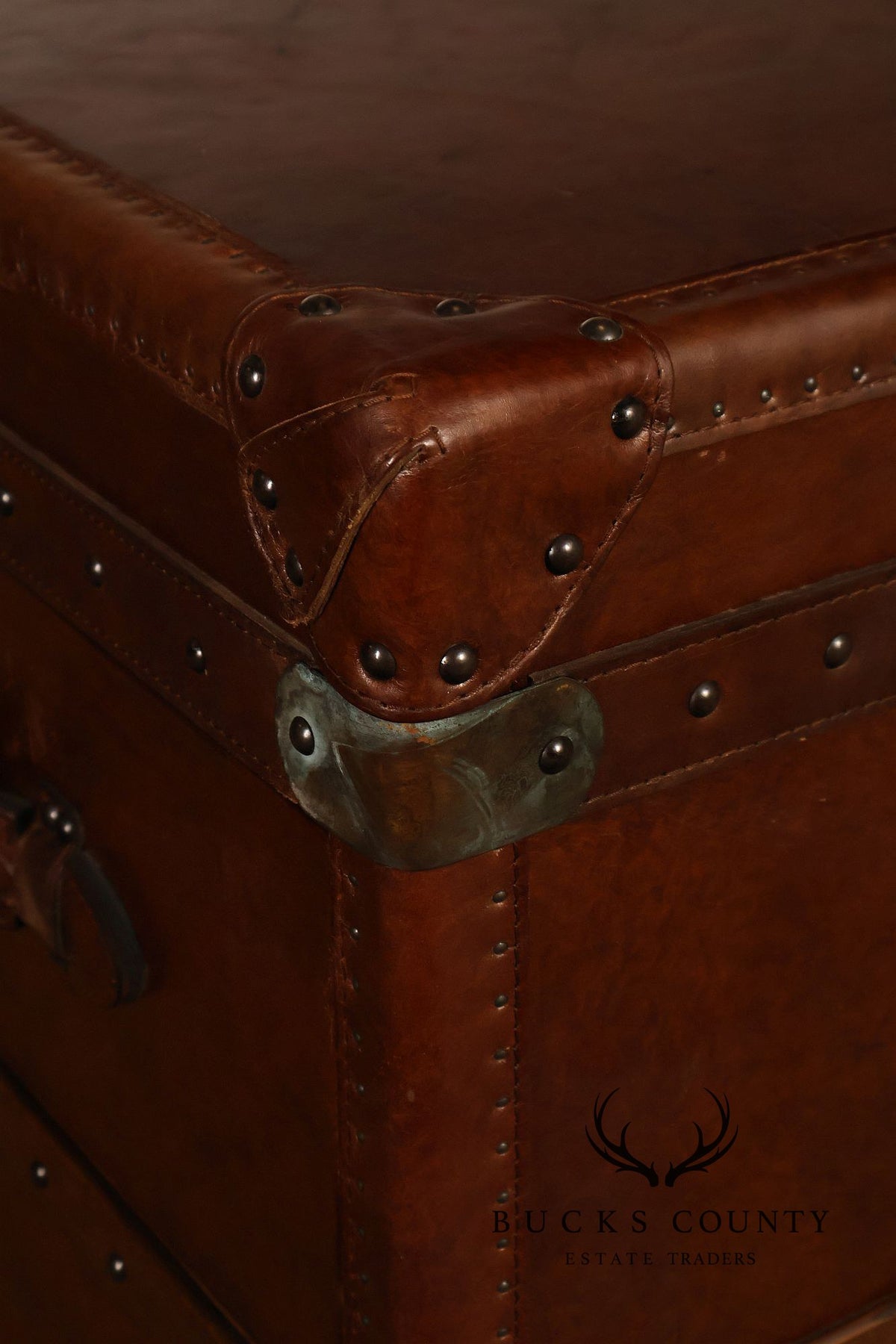 Restoration Hardware Leather Campaign-Style Storage Trunk With Drawers