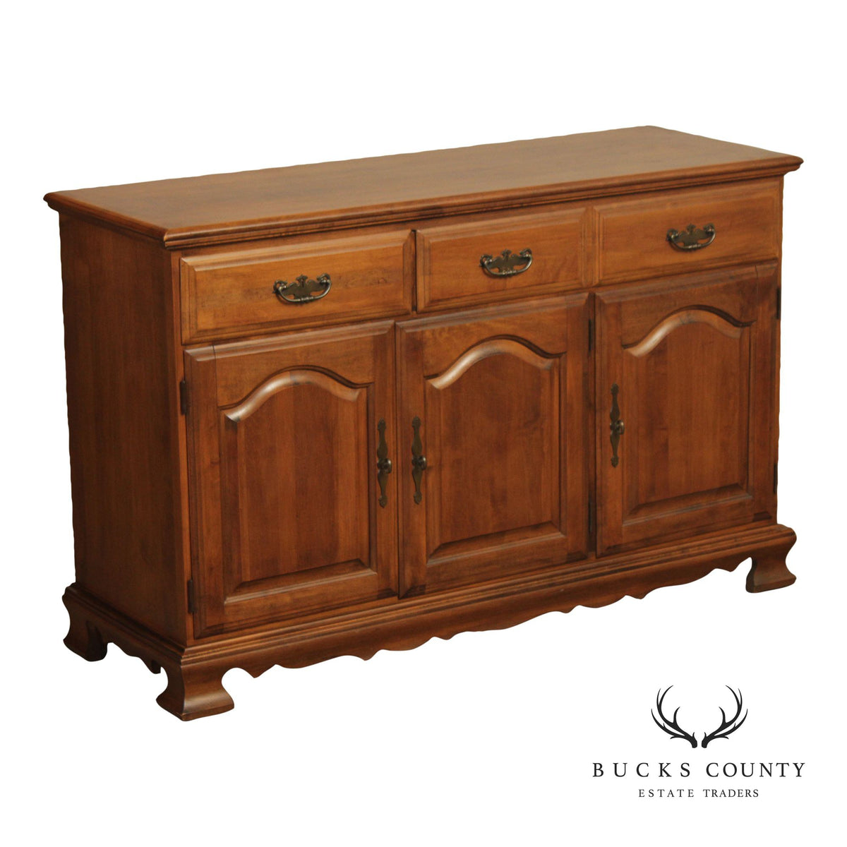 Solid Maple Colonial Revival Style Vintage Sideboard Buffet